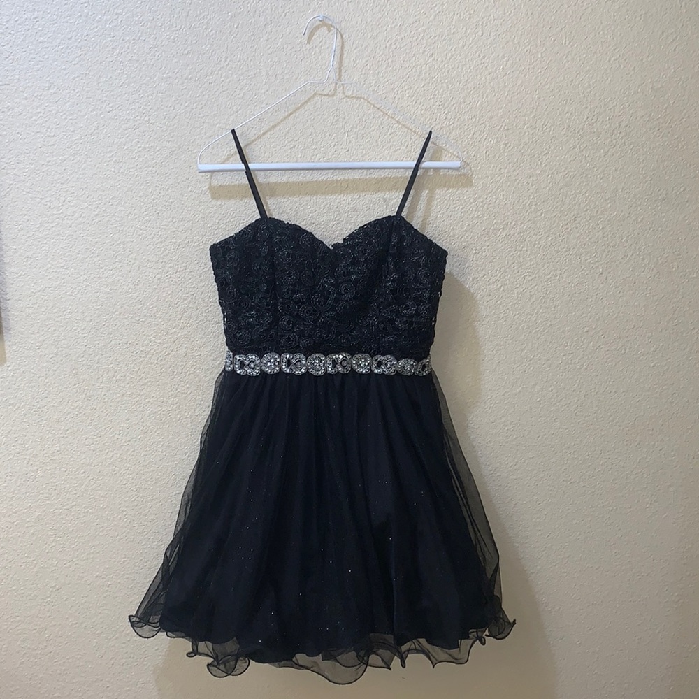 Black Strapless Semi Formal Sparkly Dress